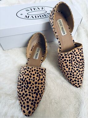 Steve Madden Leopard Print D'Orsay Flats - Beige & Black